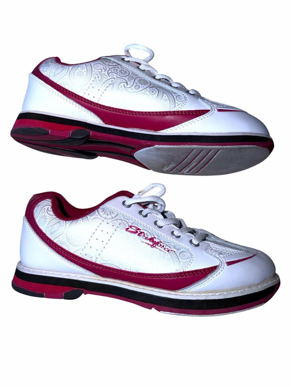 𝐒𝐓𝐑𝐈𝐊𝐄𝐅𝐎𝐑𝐂𝐄 | Professional Red & White Paisley Curve Bowling Shoes
